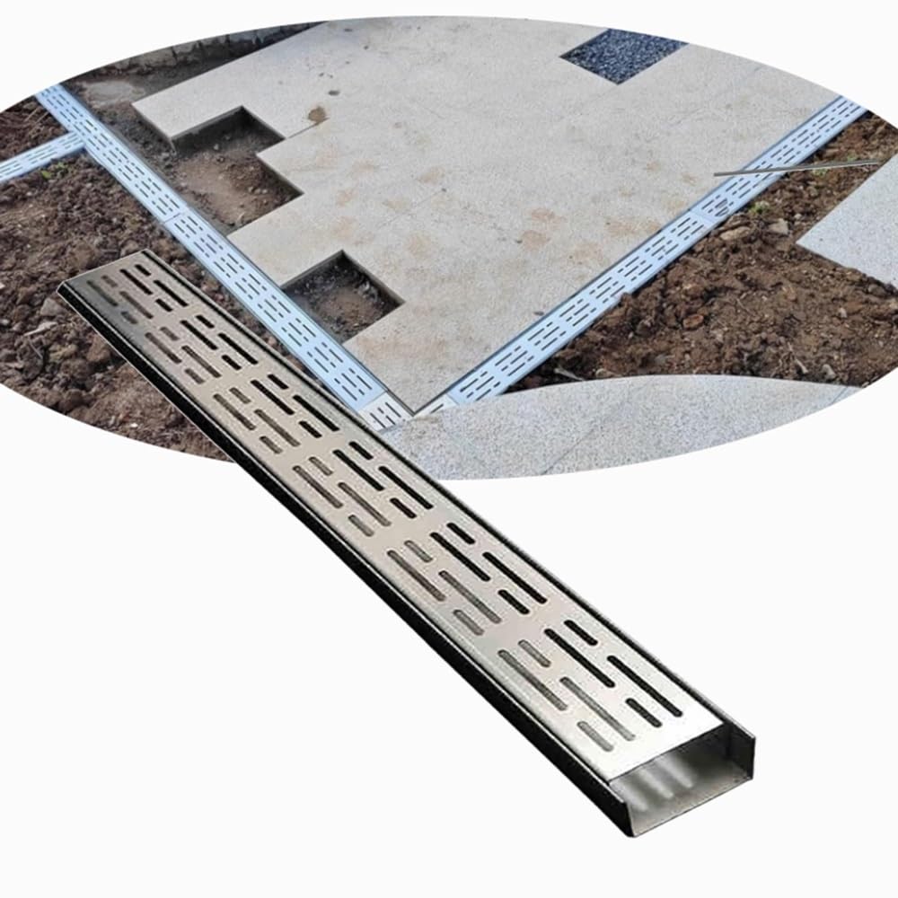 Caniveau métallique mince garage terrasse piscine grille évacuation eaux pluviales 100x30