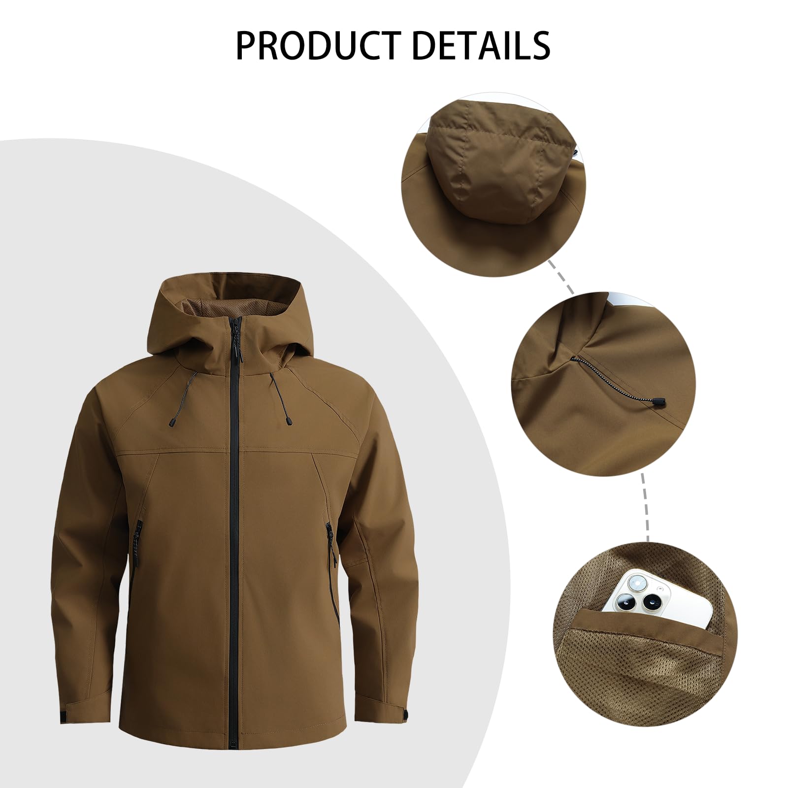Veste à capuche légère et coupe-vent pour homme avec impression personnalisée