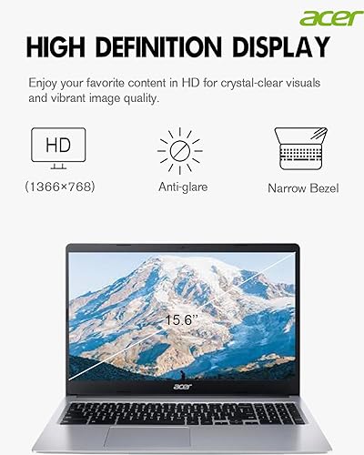 Miniatura 4 de acer Chromebook 315, computadora portátil HD de 15.6 pulgadas, PC delgada y ligera, Intel Celeron N4020, RAM LPDDR4 de 4 GB, almacenamiento de 576