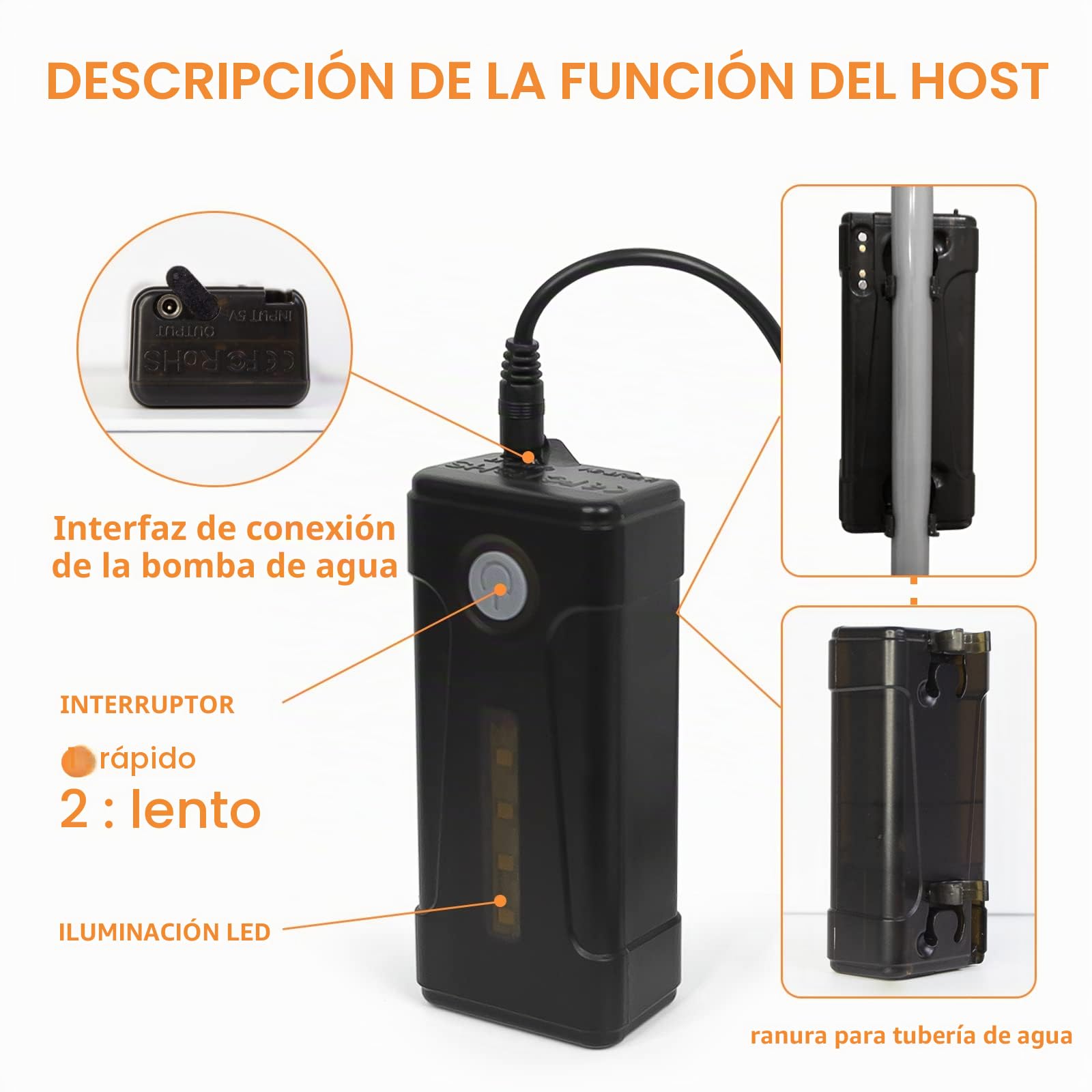 Ducha de Campamento portátil con luz led, Dos baterías, Cargador USB, Bomba de Ducha eléctrica, Ligera y fácil de Llevar, Adecuada para Senderismo/Camping, Playa, Mascotas, al Aire Libre
