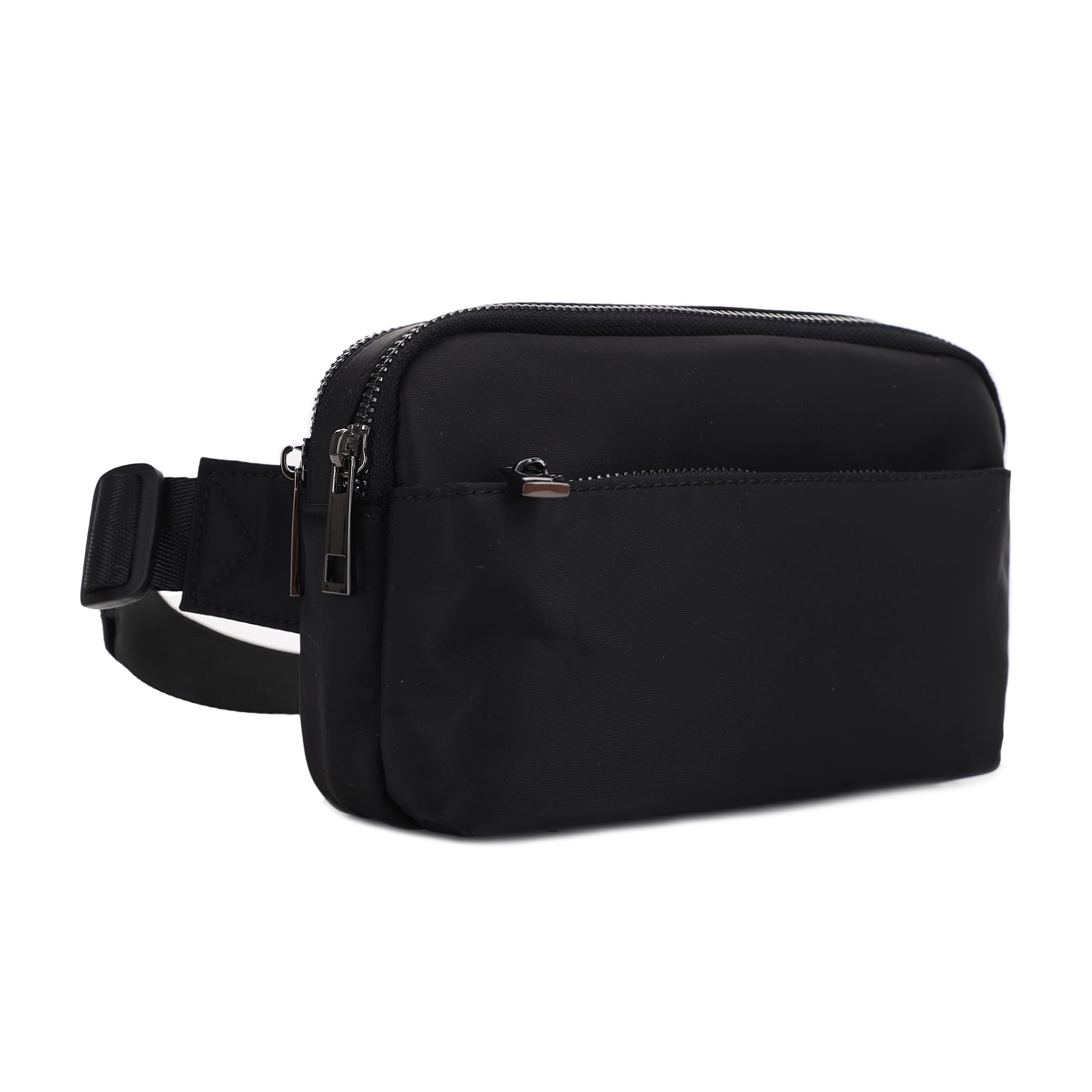 Jessie & James Nylonowa nerka crossbody z regulowanym paskiem na klamrę, modna torba na pasek z wieloma kieszeniami, Czarny, Jeden rozmiar