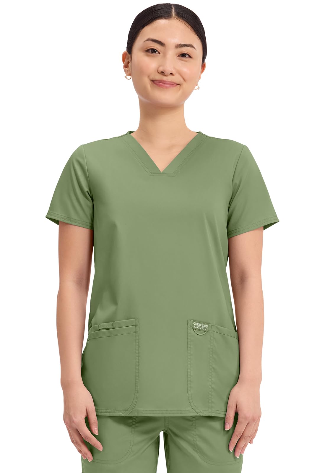 Cherokee Medical Womens Scrub Top V-Neck Modern Classic Fit with 3 Pockets Ultra Soft and 2-Way Stretch Fabric