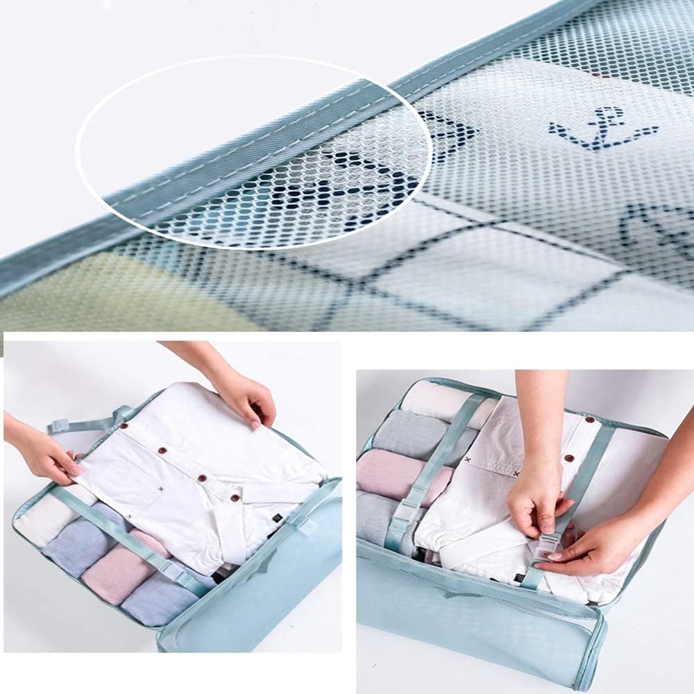 langugu compresión viaje equipaje organizadores 6 Set, malla ropa bolsas equipaje maleta, viaje con sujetador ropa interior bolsa para equipaje de mano, maletín y mochila accesorios