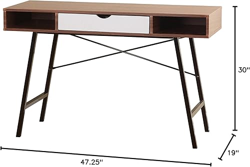 Miniatura 3 de Target Marketing Systems - Escritorio Edison con cajón, mesa moderna de mediados de siglo para computadora con almacenamiento para el hogar,