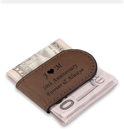 PiercingJ Custom Magnetic Leather Money Clip Slim Personalized Engraved Initials Credit Cards Clips For Him Men Fathers Day