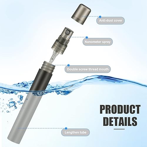 Miniatura 3 de Remerry Botellas de aerosol de perfume de 0.3 fl oz de plástico recargables de viaje para mujeres, pequeñas botellas de aerosol de niebla fina,