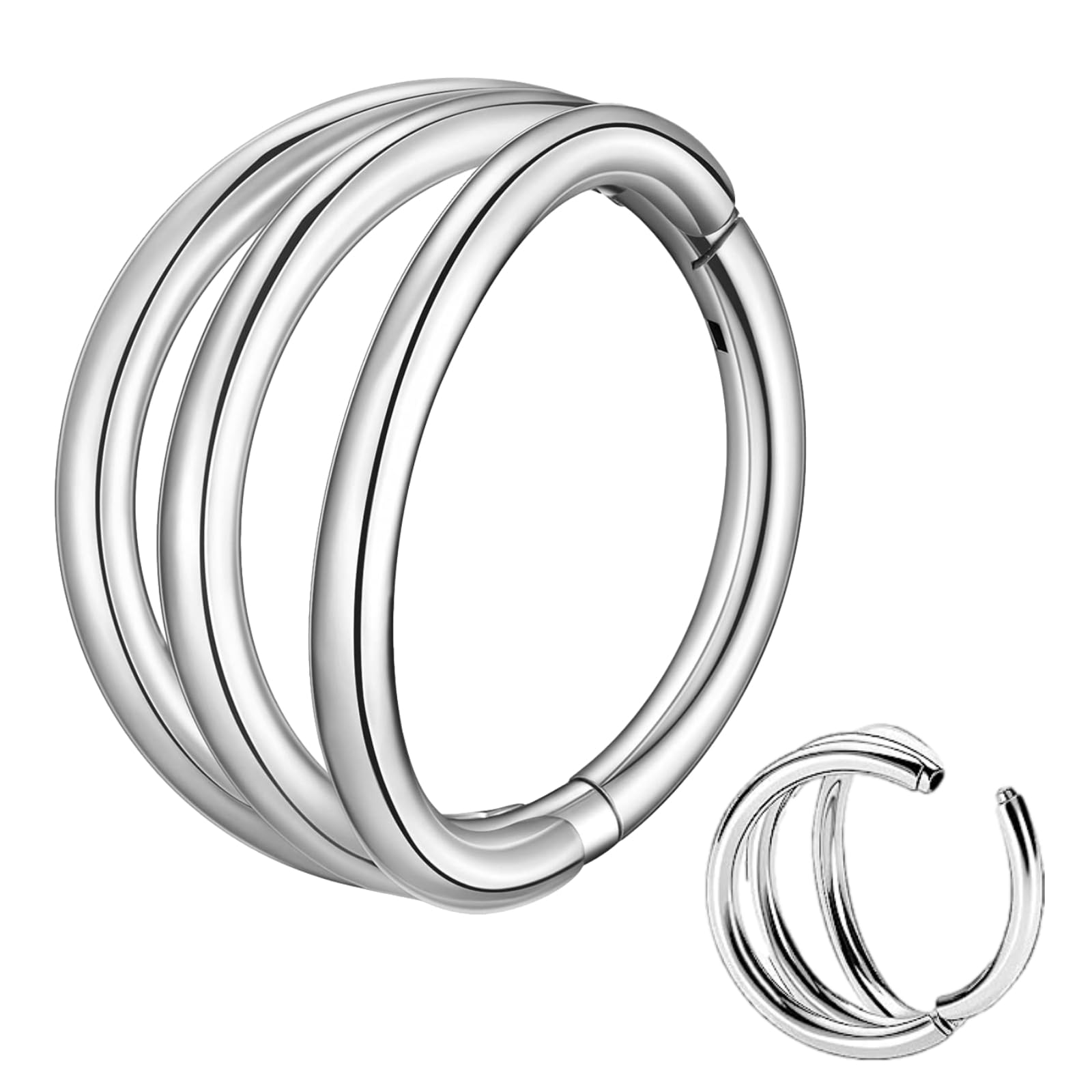 G23 Titanio Hipoalergénico Anillo de la Nariz Oro Plata Negro Septum Helix Cartílago Concha Anillos de Segmento Anillos de Labio 14G 16G Espesor 6MM/8MM/10MM/12MM Aro de Nariz 1 Pieza — view 12