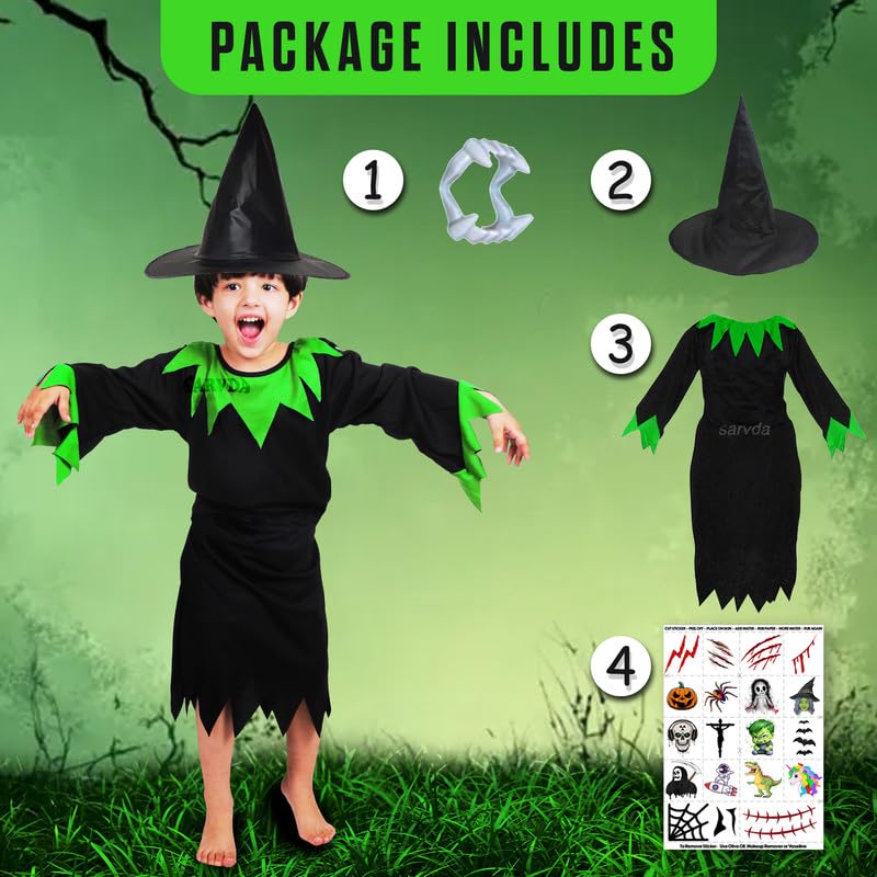 Image of Sarvda Halloween Dress | Costume and Accessories | For Girls and Boys | Kids & Adults | Haunted Horror Theme Party Vampire Witch Ghost Skeleton Draculla Zombie Pumpkin Scary Cosplay Dress