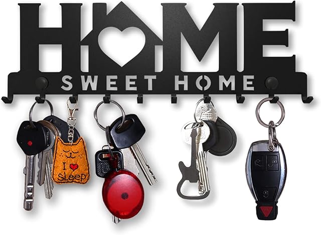 SirHoldeer Key Holder for Wall, Home Sweet Home Sign, Key Hooks Wall Mounted, Wall Hooks Heavy Duty, Home Decor Accessories Living Room, Housewarming Gift for New Home