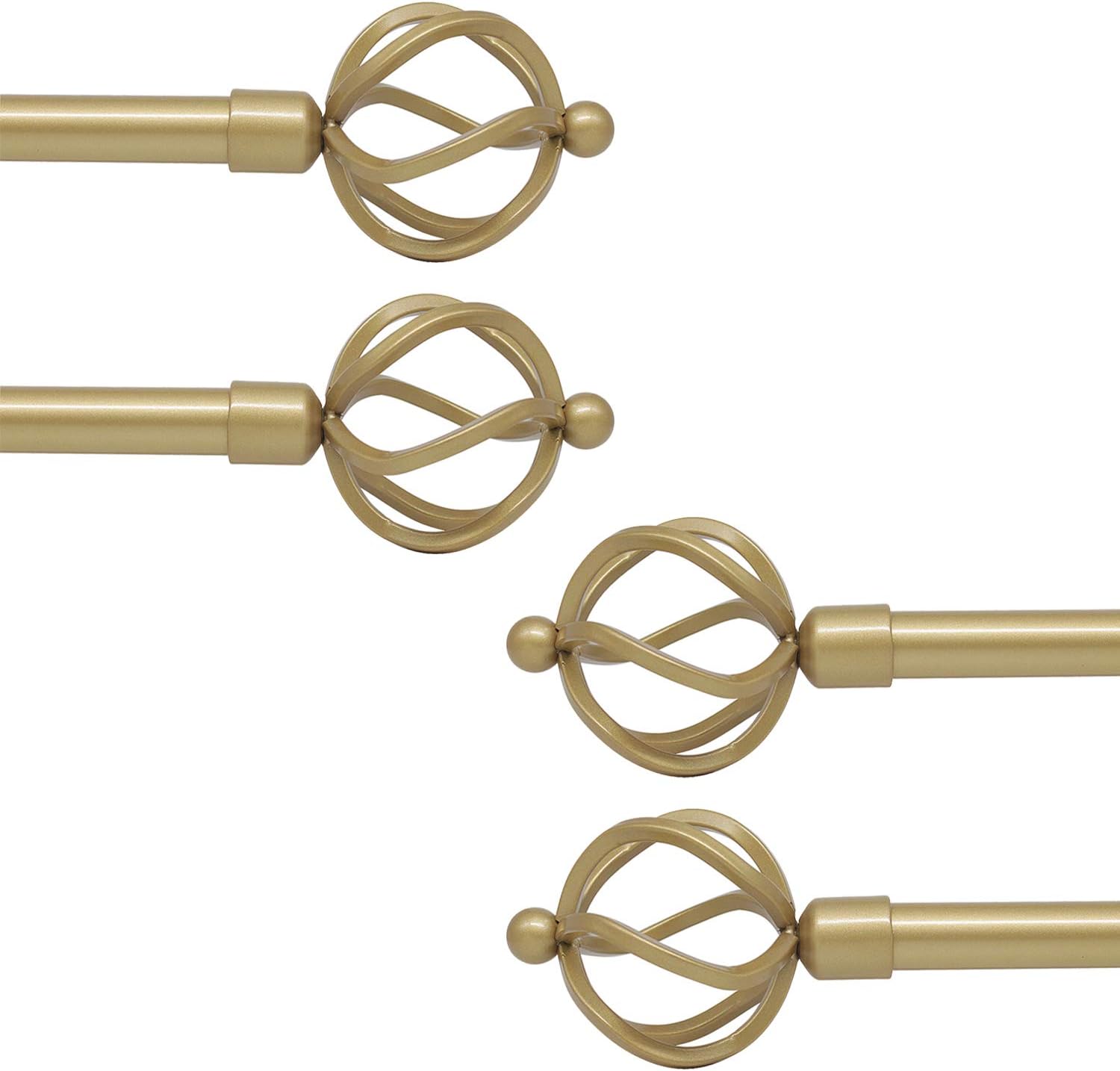 KNOBWELL Gold Curtain Rods, Empyrean Grace Brass Curtain