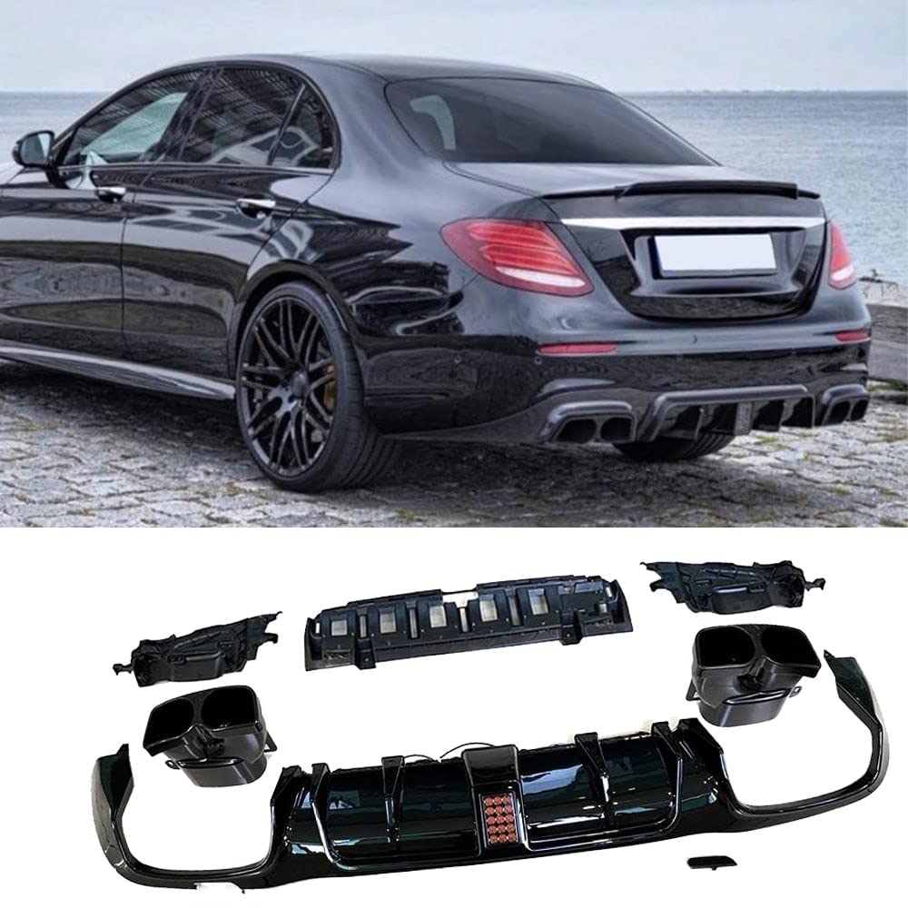 Diffuseur de Pare-Chocs arrière de Voiture Diffuseur Spoiler Lèvre Fit for Mercedes Benz E Classe W213 Sport Sedan 2017-2020 Diffuseur de Pare-Chocs arrière avec astuces d'échappement PP