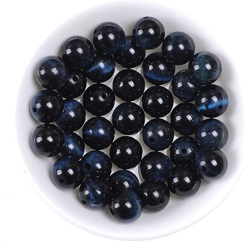 Miniatura 24 de Cuentas redondas sueltas de larimar natural de 0.394 pulgadas (0.394 in), pulsera de piedra de cristal, accesorios para collares, manualidades