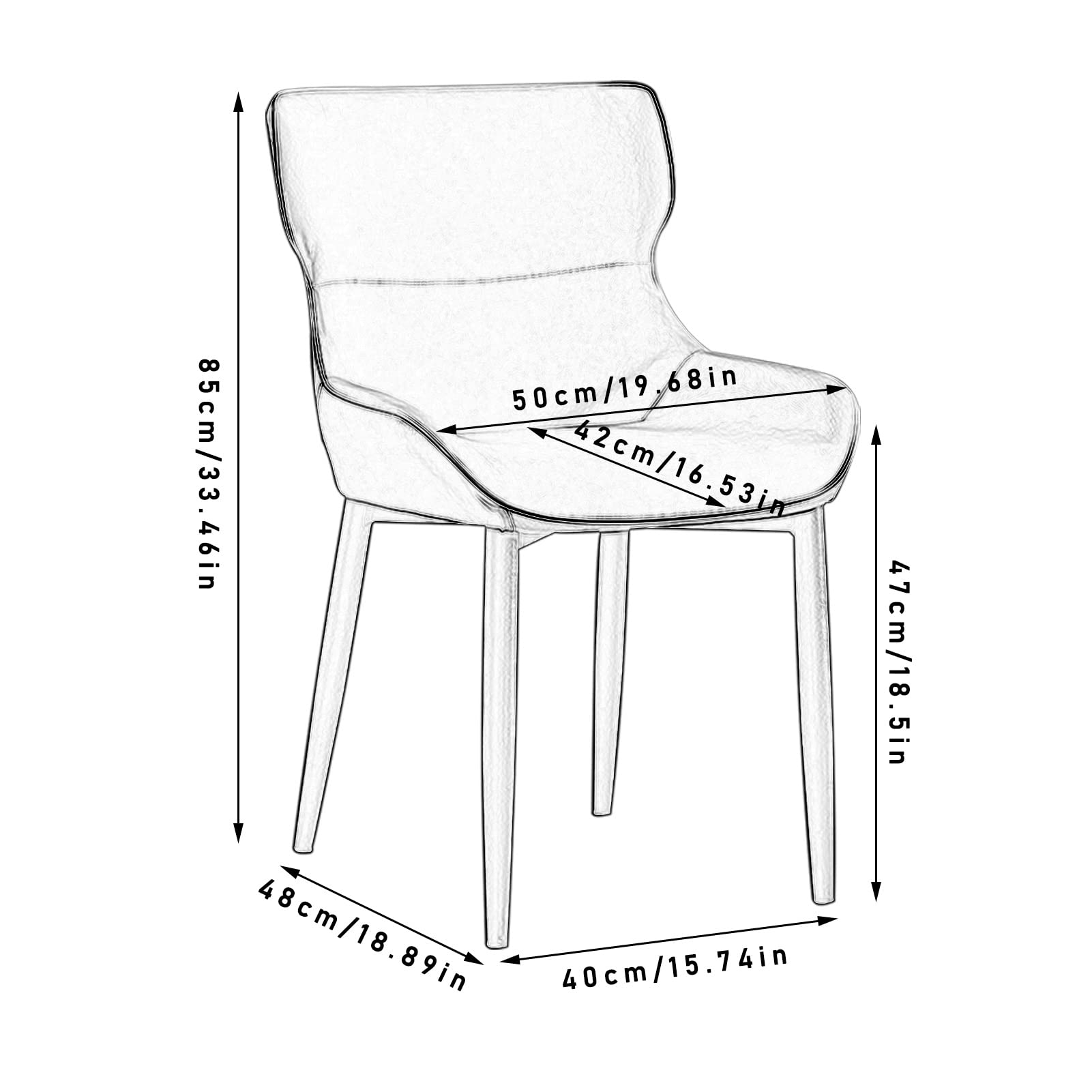 SJIALEN 1 Pcs Modern Kitchen Dining Chairs, Water Proof PU Leather Side Chairs with Carbon Stee Legs Living Room Counter Chairs Kitchen Chair (Color : Dark Gray)