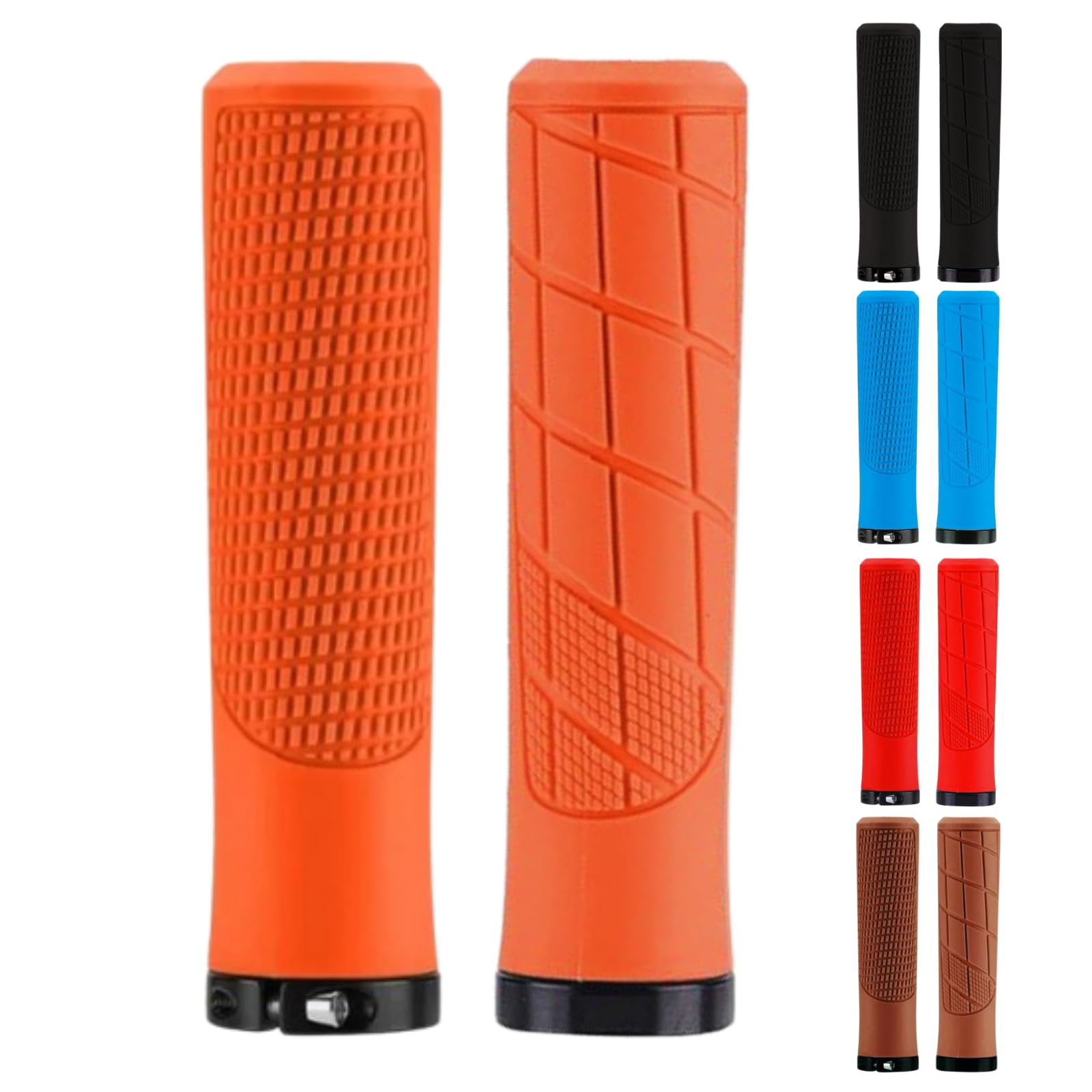 Puños de Goma para Bicicleta MTB/City, 135mm - Agarre Suave y Ergonómico con Abrazadera Ajustable, Disponible en Rojo, Naranja, Azul, Marrón y Negro