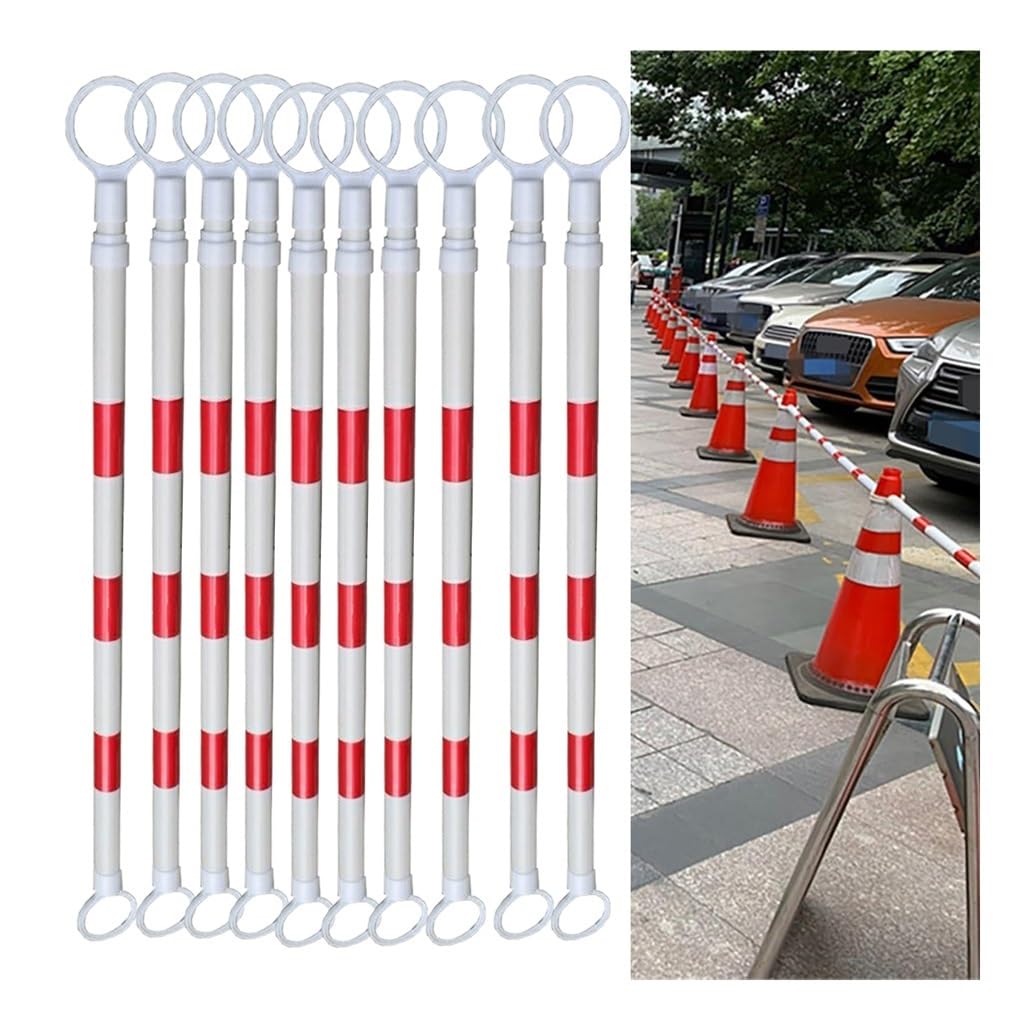 SGKOMN Reflective Expandable Traffic Cone Barrier Bar, Adjustable 5.2 ft to 9.8 ft, Retractable Safety Cones for Parking Lots, Emergency Road Use, 1.6-3.0m-10pcs