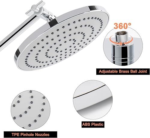 Miniatura 9 de Cabezal de ducha de alta presión con brazo ajustable de 11 pulgadas, cabezal de ducha HarJue con brazo de ducha que hace que el agua fluya