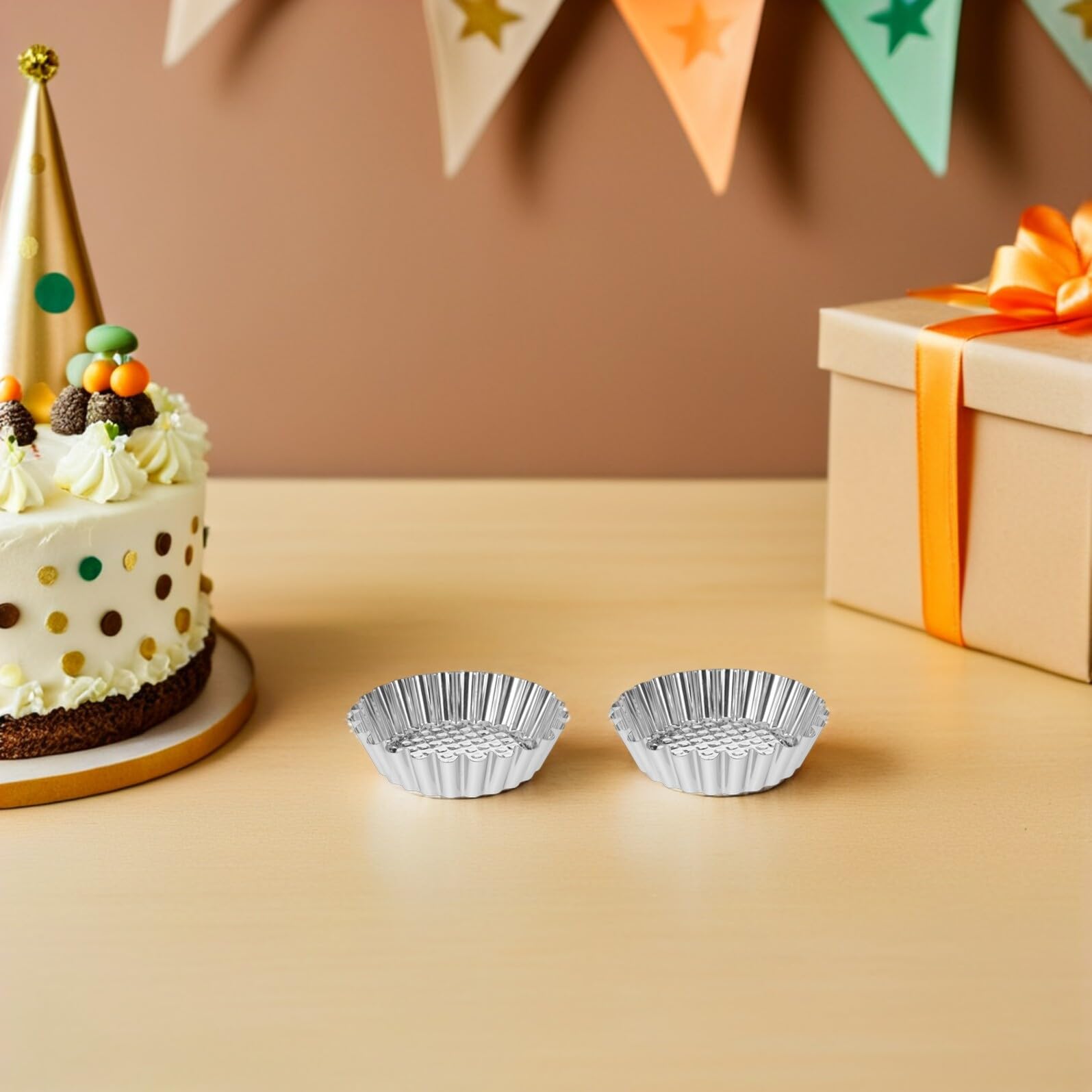 SOIMISS 30 Piezas Molde para Tartaletas de Huevo Moldes de Acero Inoxidable para Hornear Bandeja de Metal para Pasteles Mini para Cupcakes y Tartas