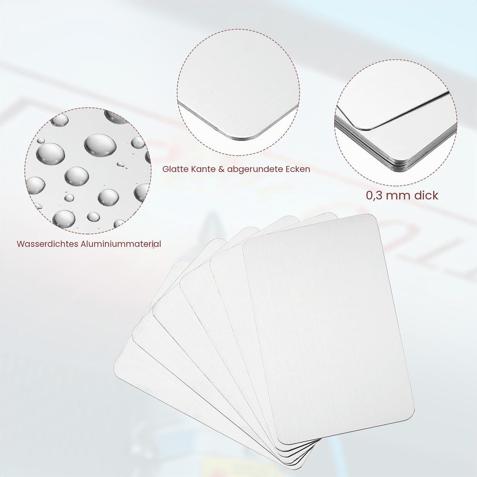 PATIKIL 50 Stück Blanko-Visitenkarten aus Edelstahl, 86x54x0,3mm(Stärke) Hochwertige Metall Visitenkarten für Laserdruck, Hochwertige Haptik, Hohe Härte, Schmutzabweisend, Silber