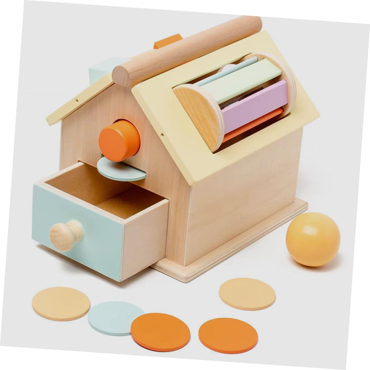 KOMBIUDA Juguete Sensorial de Madera Educativo para Niños Pequeños 1-3 Años, Juego de Bolas y Clasificación, Estimulación de Coordinación Mano-Ojo, Desarrollo Temprano y Aprendizaje