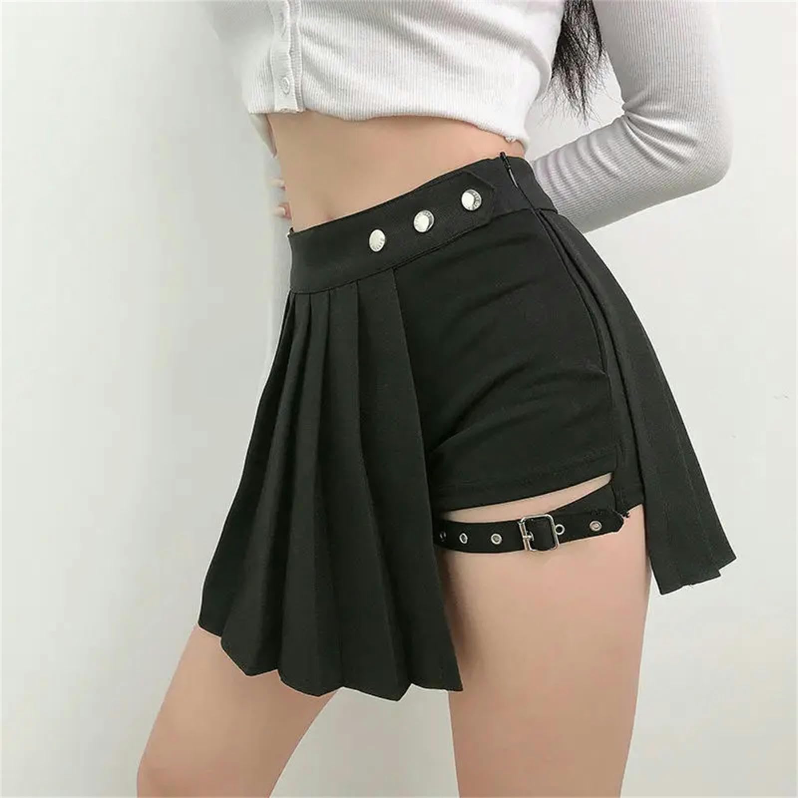 Gonna Lunga Donna Estate Gonne Irregolari Plaid Estive Donne Asimmetriche con Gonne Nere in Vita A Mezze Gonne Pieghettate