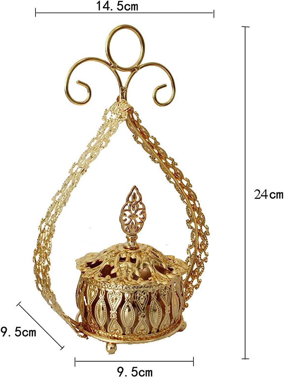 Palnik do kadzideł w kształcie stożka Mały galwanizowany złoty metalowy palnik Przenośny porcelanowy kadzielnica Buddyjski uchwyt na kadzidła Herbata domowa