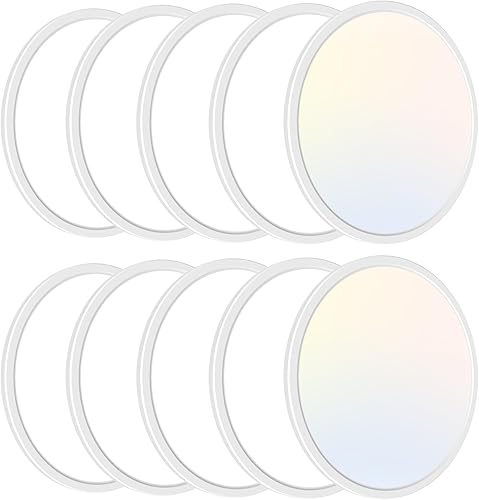 zemty Paquete de 10 luces LED de techo empotradas de 12 pulgadas, súper delgada de 28 W 3200 lm, 3 temperaturas de color en una lámpara de techo de