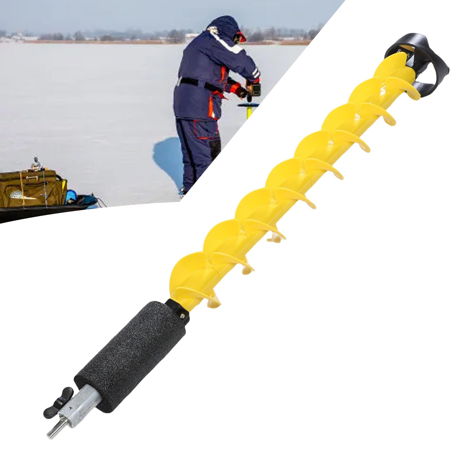 Tarière à glace électrique sans fil en nylon, foret léger résistant aux chocs pour les amateurs de forage de glace jaune
