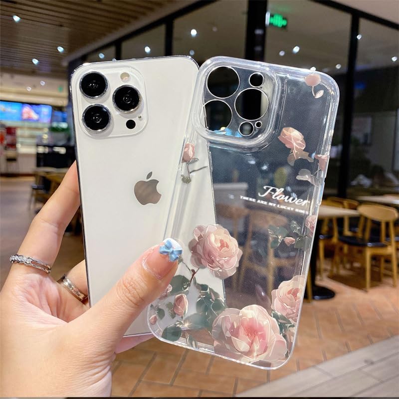 Amazon.co.jp: KeKeYou iPhone 17 用 ケース クリア 可愛い バラ本 花