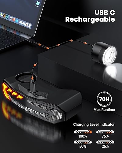 Miniatura 8 de WSDCAM Juego de luces inteligentes para bicicleta con control remoto, luz trasera de bicicleta con señales de giro y luz de freno, bocina de alarma