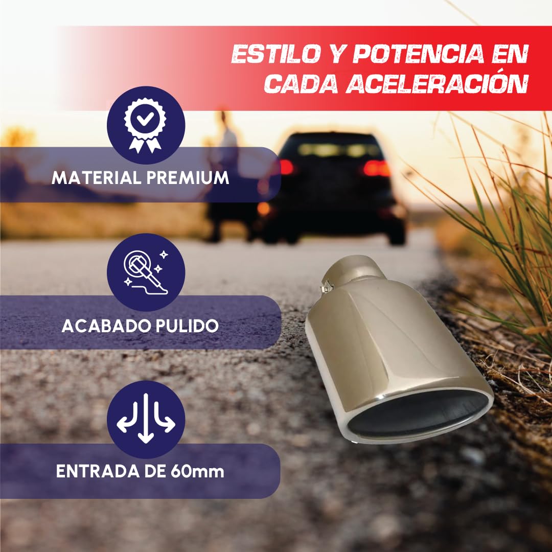 Cola De Escape Inox Modelo Tipo Cupra Ovalado Entrada 60mm -Cola Escape Coche, Colas De Escape Deportivas, Sistema De Escape Coche, Ovalado