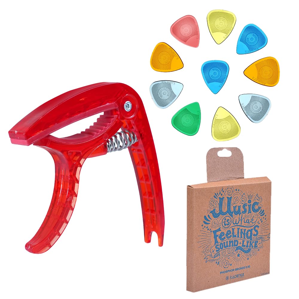 Kadence Guitar Strings and Red Guitar Capo With 10 Hostile Guitar Picks-image-16