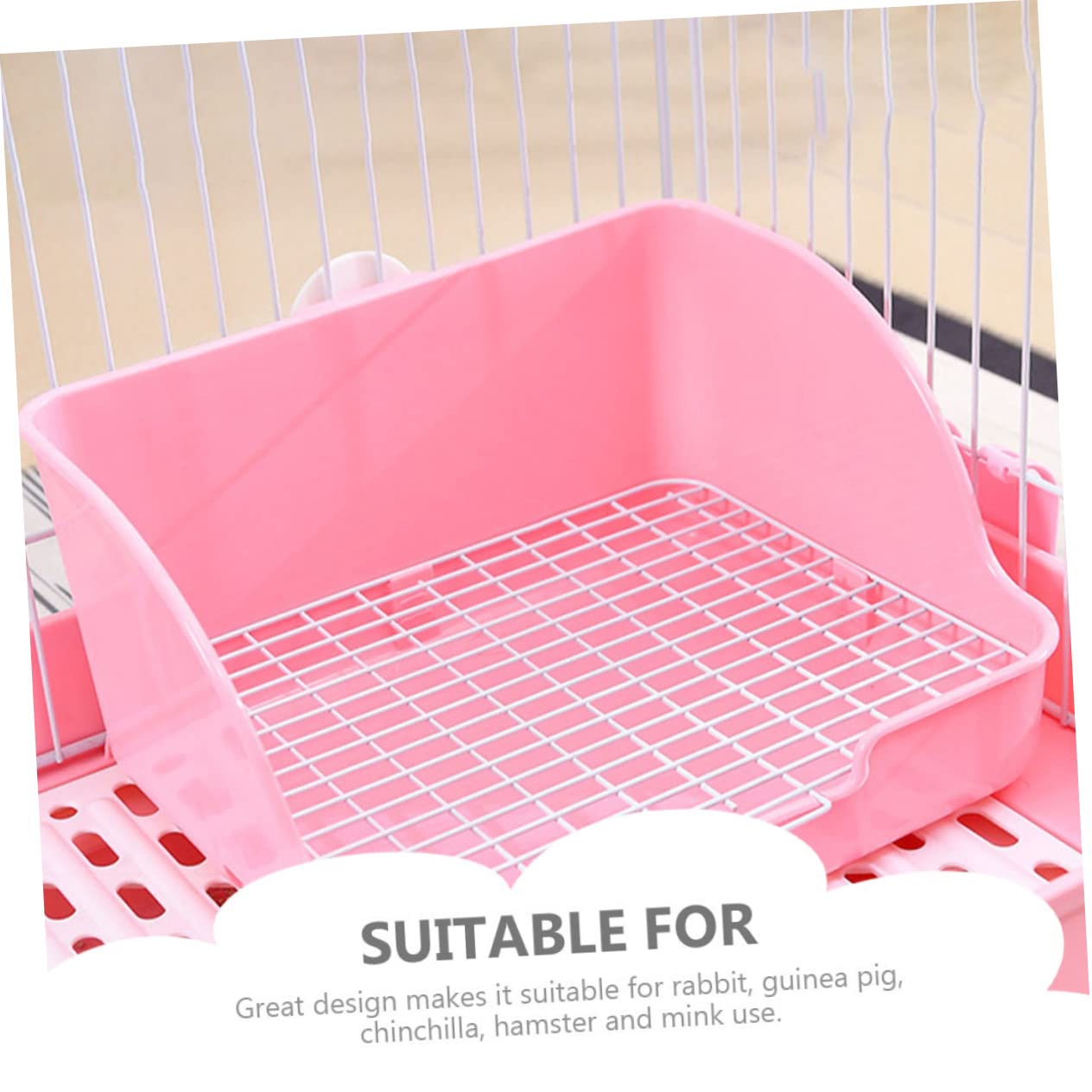 POPETPOP Vasino per Coniglietto Rettangolare in Plastica, Antiodore e Anti-Perdita, Base Filtrante, per Addestramento di Conigli, Porcellini D'india e Visoni