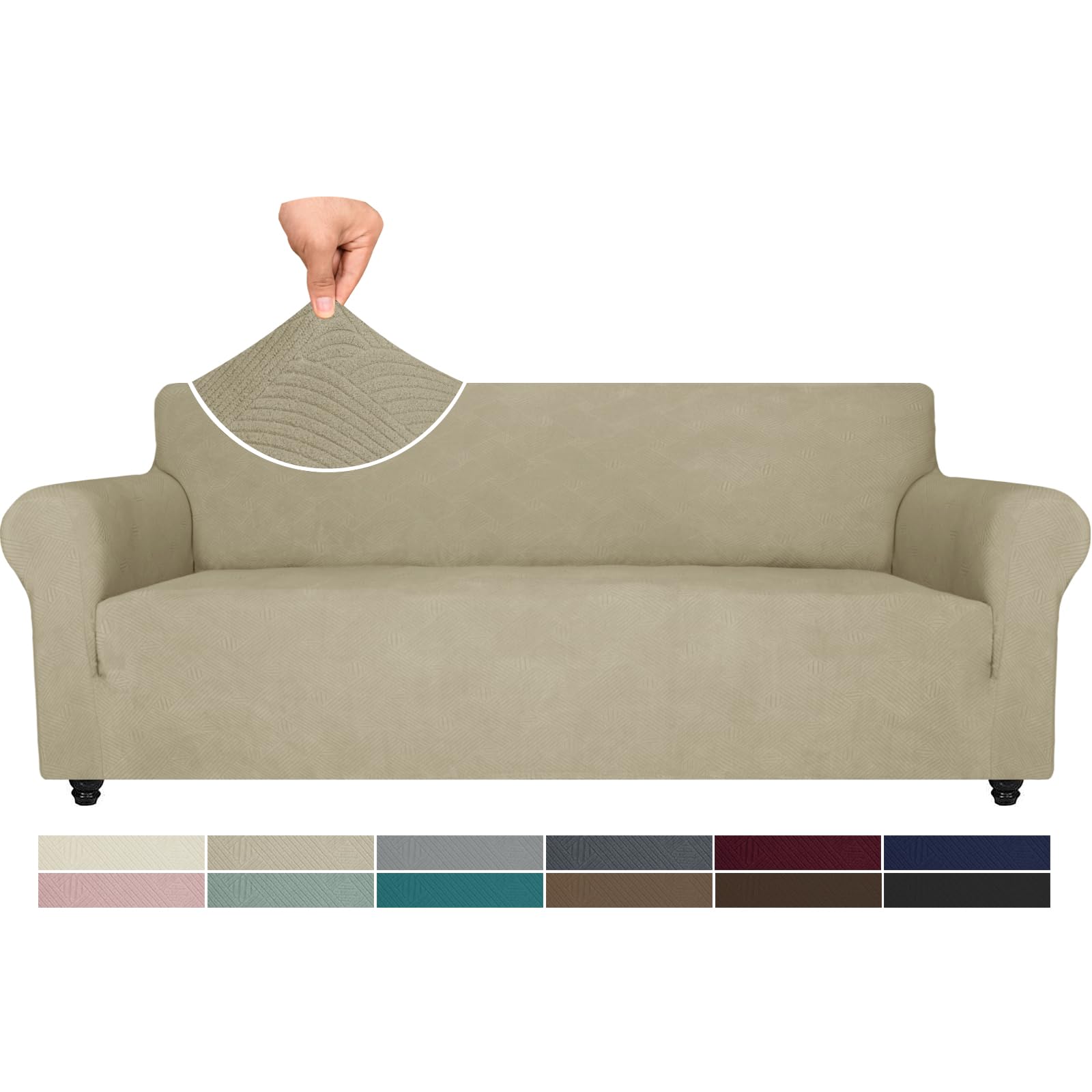 Ystyle Copridivano 4 Posti Con Braccioli, Copri Divano Antigraffio Gatto, Copridivani Elasticizzato, Pesante Inverno Copri Divani, Fodera Divano Antimacchia Lavabile Antiscivolo, Kaki