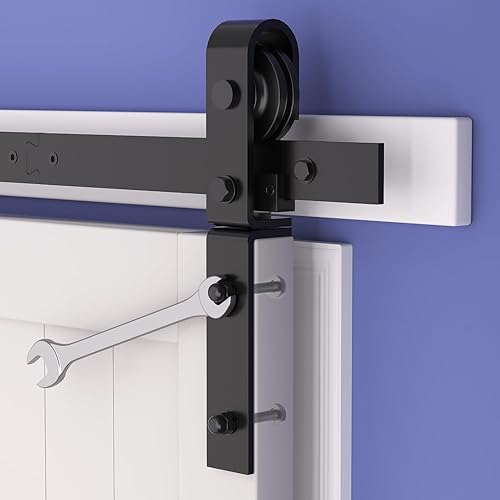 Miniatura 3 de SKYSEN Juego de rodillos plegables para puerta de granero, apto para 2 puertas de granero plegables, diseño plegable que ahorra espacio, rociado