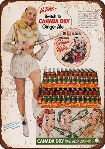 Biopracess 1952 Canada Dry Ginger Ale - Cartel de metal de lata de 20,3 x 30,5 cm