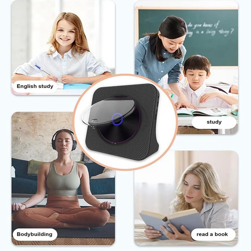 Lecteur CD portable, lecteur MP3 personnel de bureau, haut-parleur Hifi avec radio FM Bluetooth, prise en charge AUX/USB, prise casque