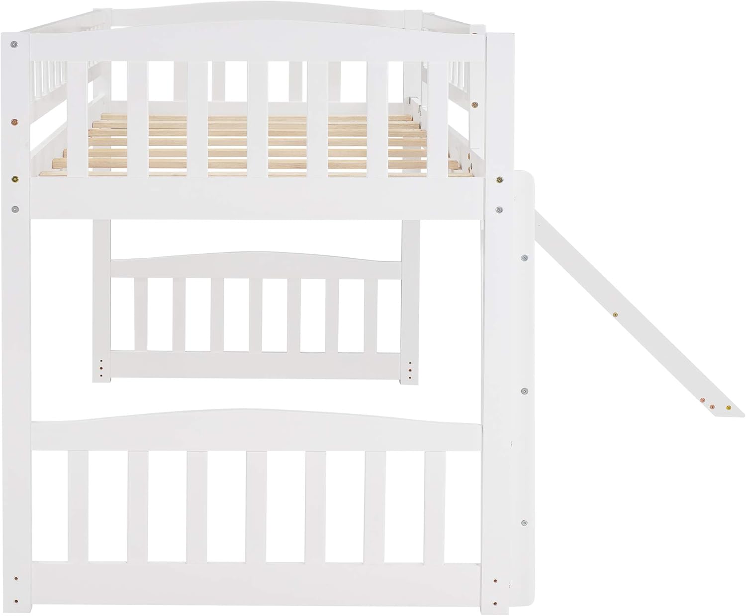 Flieks Twin Size Loft Bed for Kids, Space-Saving Loft Bed Frame with Reversible Slide and Safety Rail Ladder, Teens Bedroom Bed, Guest Room Furniture, White