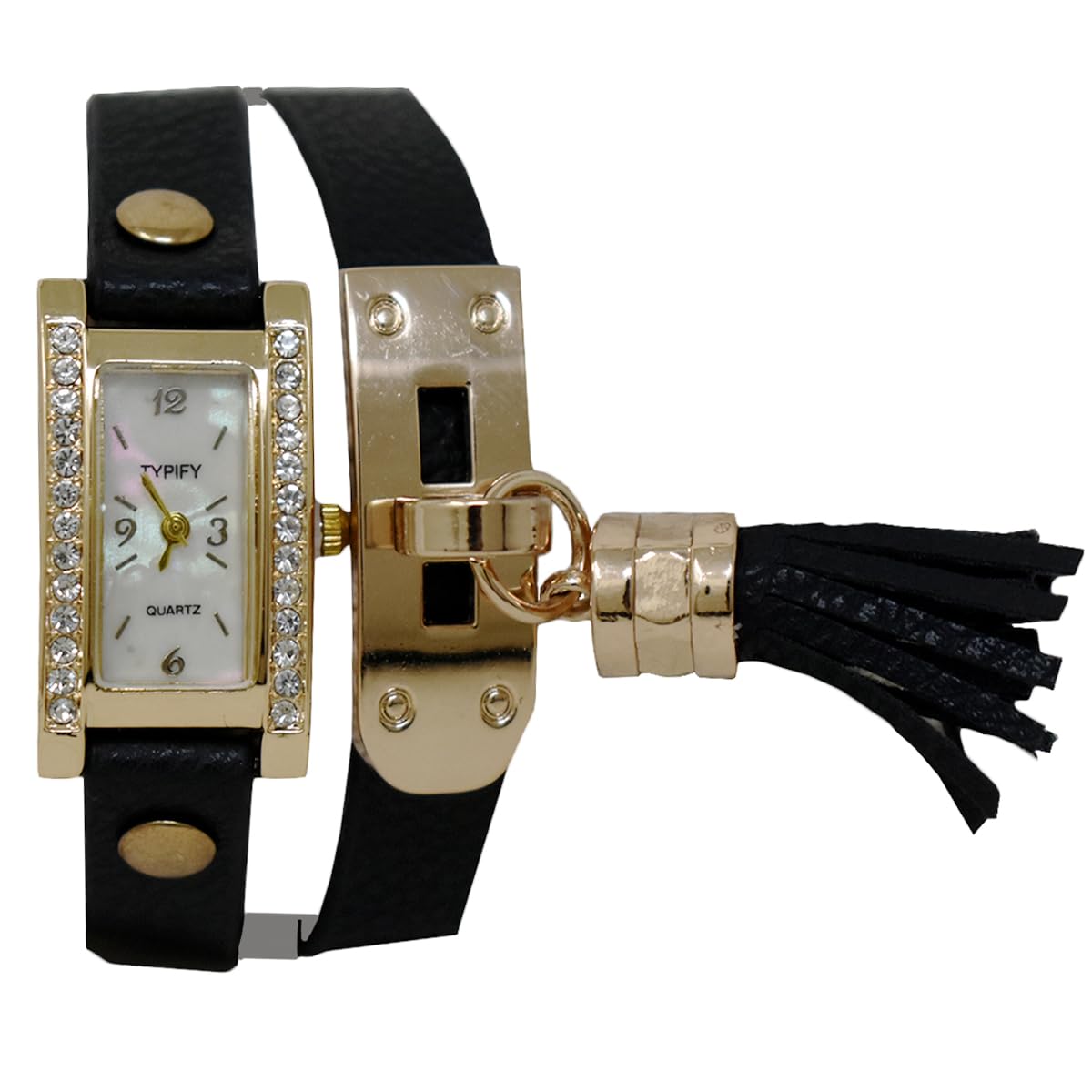 TYPIFY Girls Bracelet Watch for Woman, Black and Gold with Tassels, Womens Stylish Analog Wristwatch, Gift for Her (B0D23XXT6R) Amazon Price History, Amazon Price Tracker