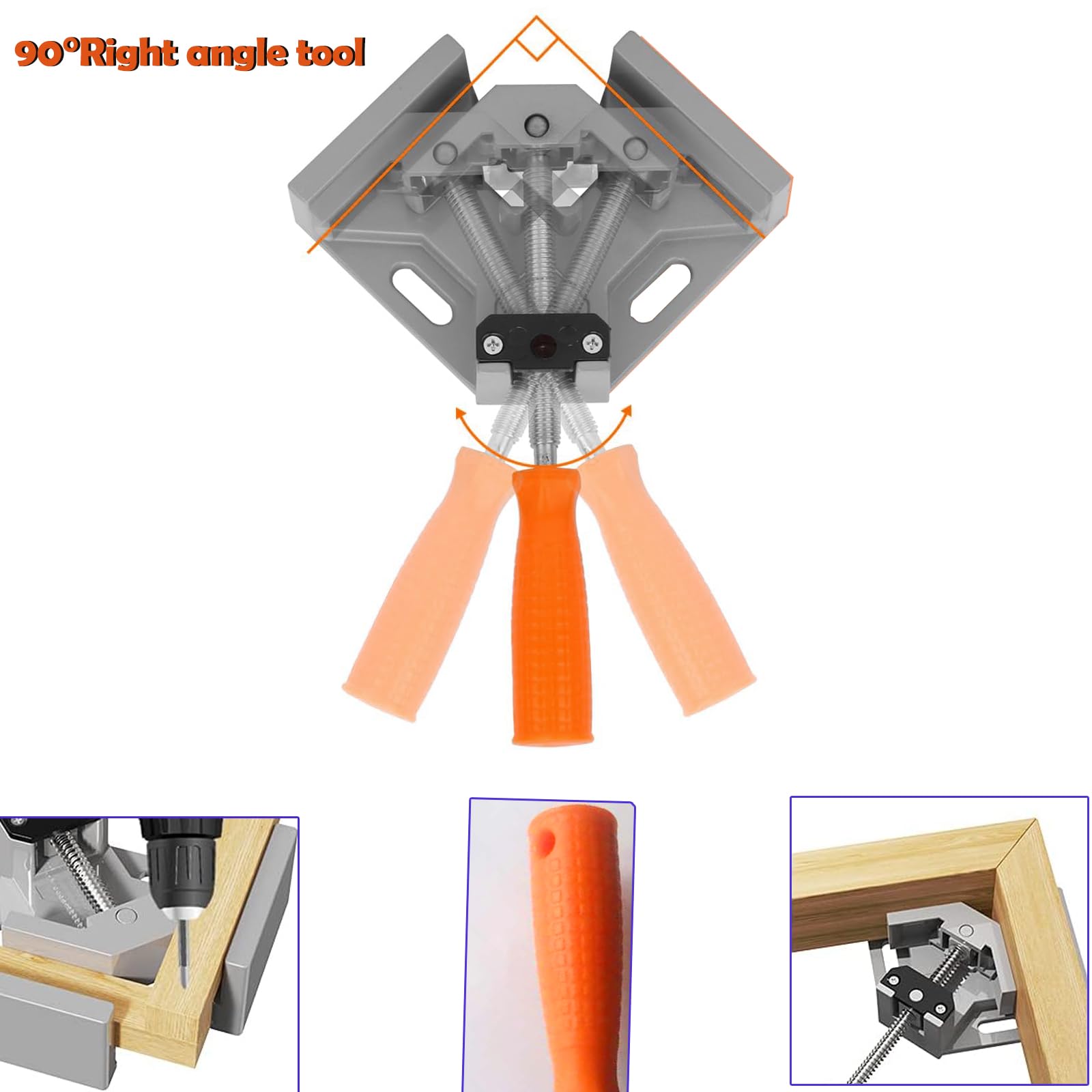 4 Piezas Sargentos Carpintero de 90° - Abrazadera de Ángulo Recto de 90 Grados,con Mandíbula Giratoria Ajustable, para Carpintería, Ingeniería, Soldadura