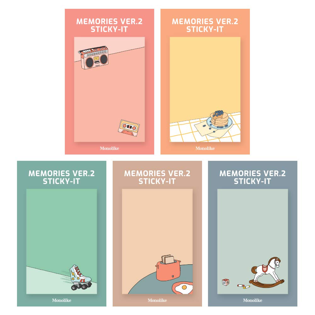 Monolike Memories Ver.2 Sticky-it - 5p Set Self-Adhesive Memo Pad 50 Sheets