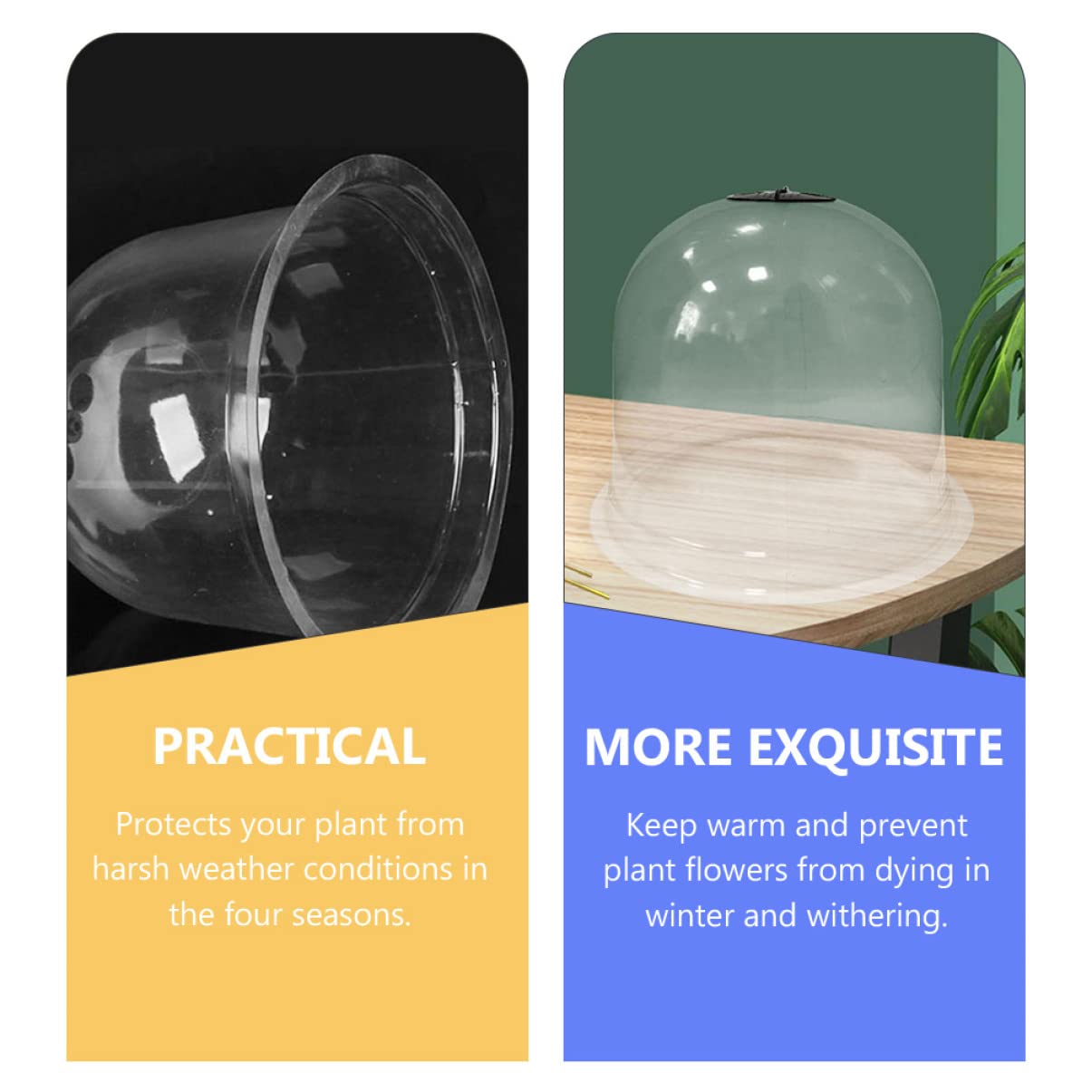 FONDOTIN Transparent Plant Dome Cover Reusable Garden Cloches for Winter Protection Outdoor Plant Bell Protector for Potted Plants for Growing Tomatoes and Flowers