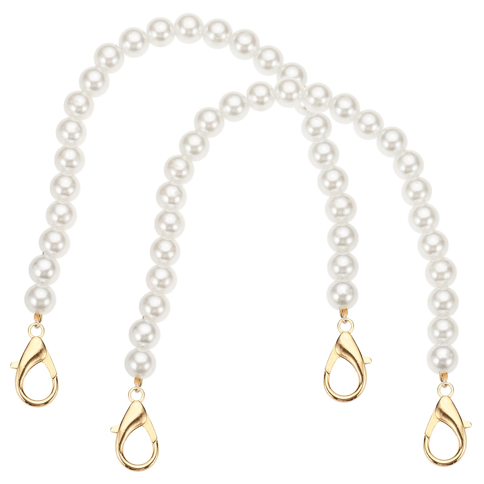 M METERXITY 2Pack Imitation Pearl Purse Strap, 12 Inch Pearl Beaded Short Purse Chain with Lobster Clasp, Bag Strap Extender Replacement for Handbags Wallet Shoulder Bags Clutch [Golden]
