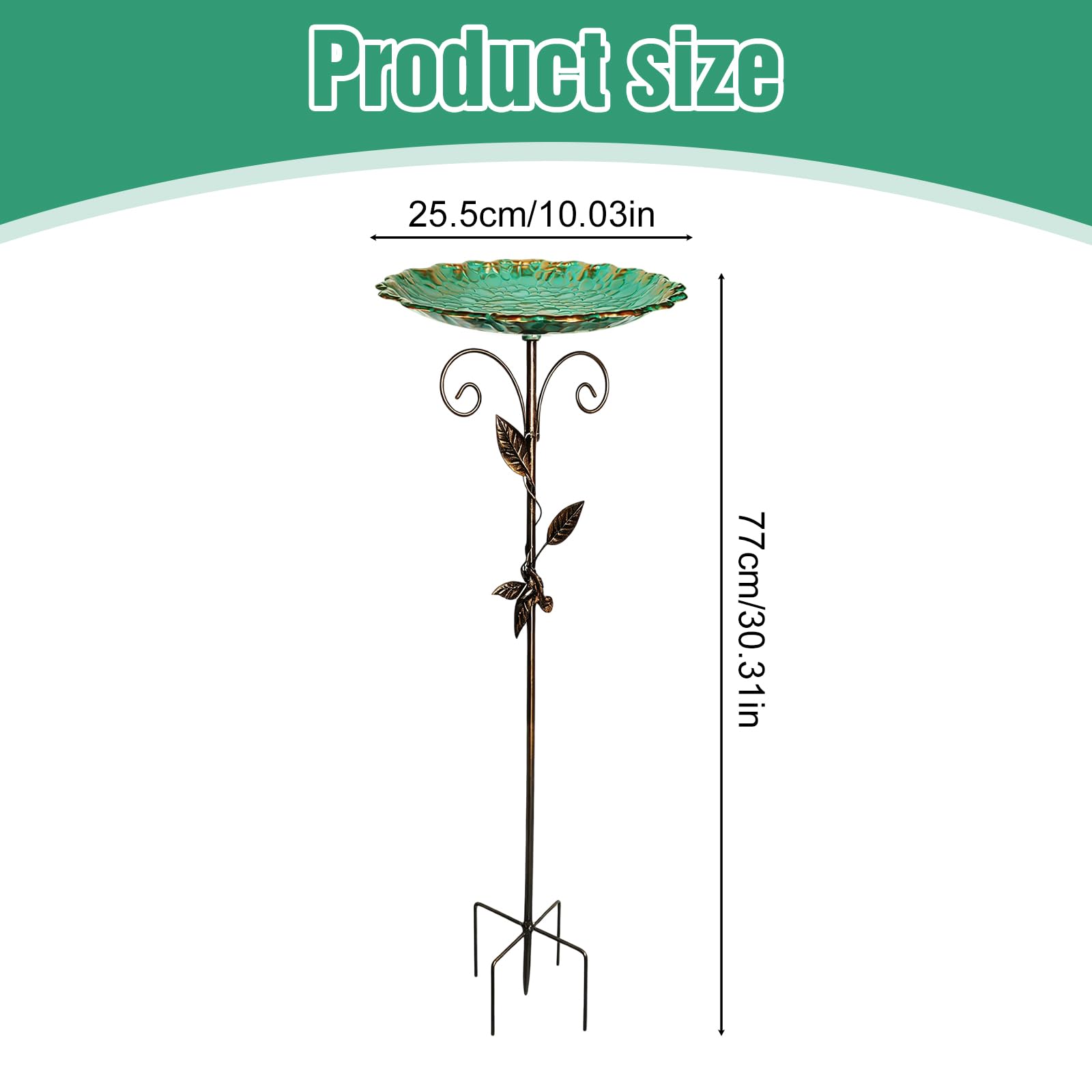 Bain d'oiseaux pour Extérieur Abreuvoir Oiseaux 25,5CM, Bains d'oiseaux pour l'extérieur, Abreuvoir Oiseaux Extérieur avec Base Stable À 4 Branches pour Jardin Ou Pelouse