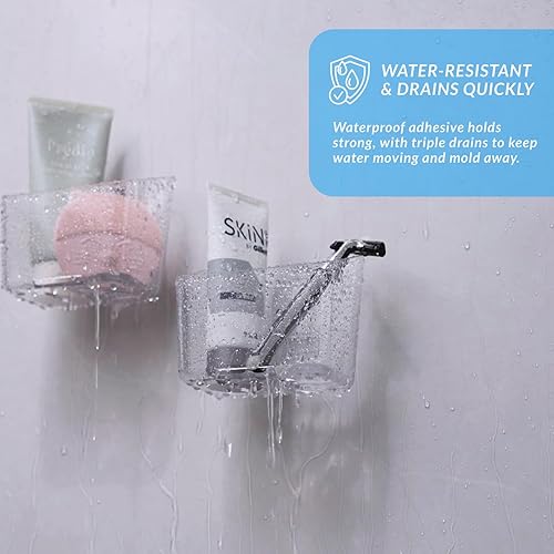 Miniatura 4 de Toro Razor & Soporte para cepillo de dientes para pared de ducha, organizador adhesivo para mascotas sin taladros con drenaje, organizador de pared