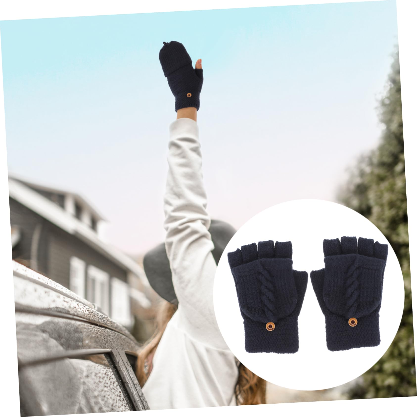 PRETYZOOM Guanti Mezze Dita Donna in Cashmere e Acrilico Guanti Caldi Convertibili senza Dita per Inverno per Utilizzo Quotidiano e Attività all Aperto