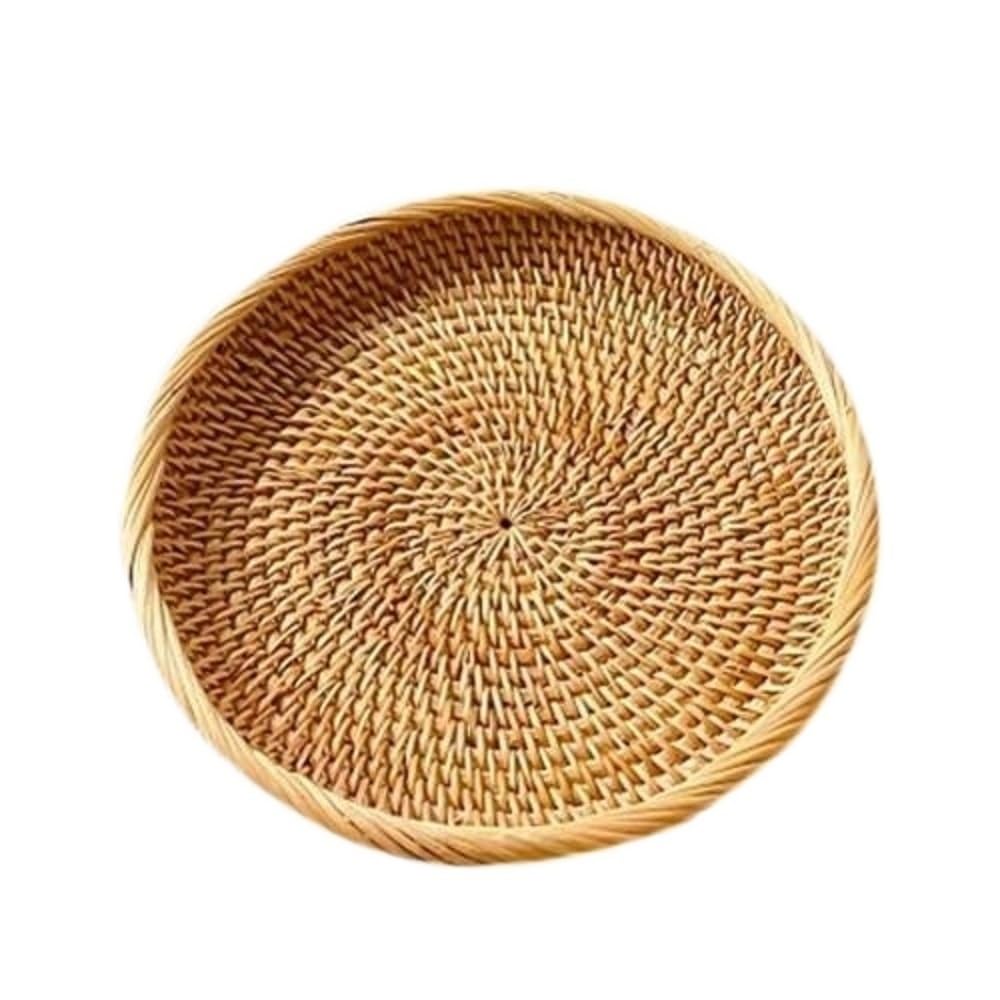 Basket Storage Box Kitchen bedroom Accessories 1pcs Rattan Handmade Real Rattan Fruit Snack Bread Tray Living Room Fruit Tray Snacks Sundries