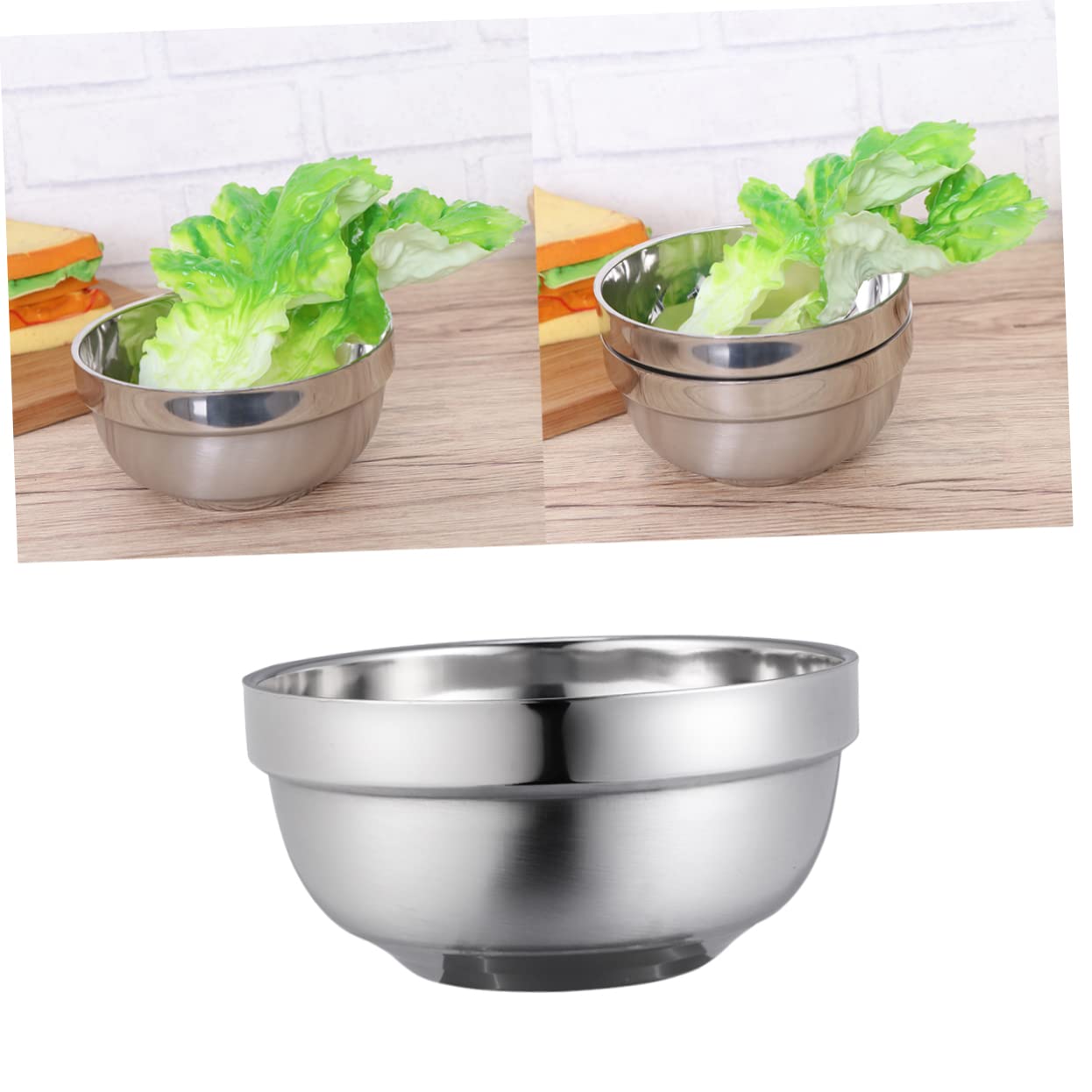 Alipis 2Pcs Double Layer Insulated Stainless Steel Rice Bowls for Hot Soup Bowls for Family Dinnerware Korean Rice Bowl