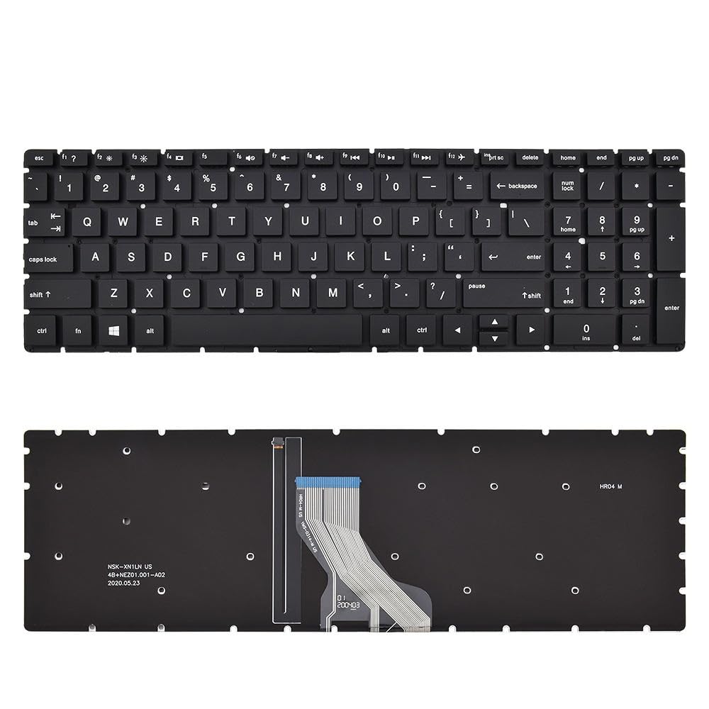 Laptop Keyboard Compatible for HP Pavilion 15-DB 15-DK 15-DF 15-DW 15-DA1005DX 15-DA0002DX 15-DA000 15t-DA000 15t-DA100 15T-DK000 15-EC 15-CN 15-CS 15-CR 250 255 256 G7 (Black Backlit)