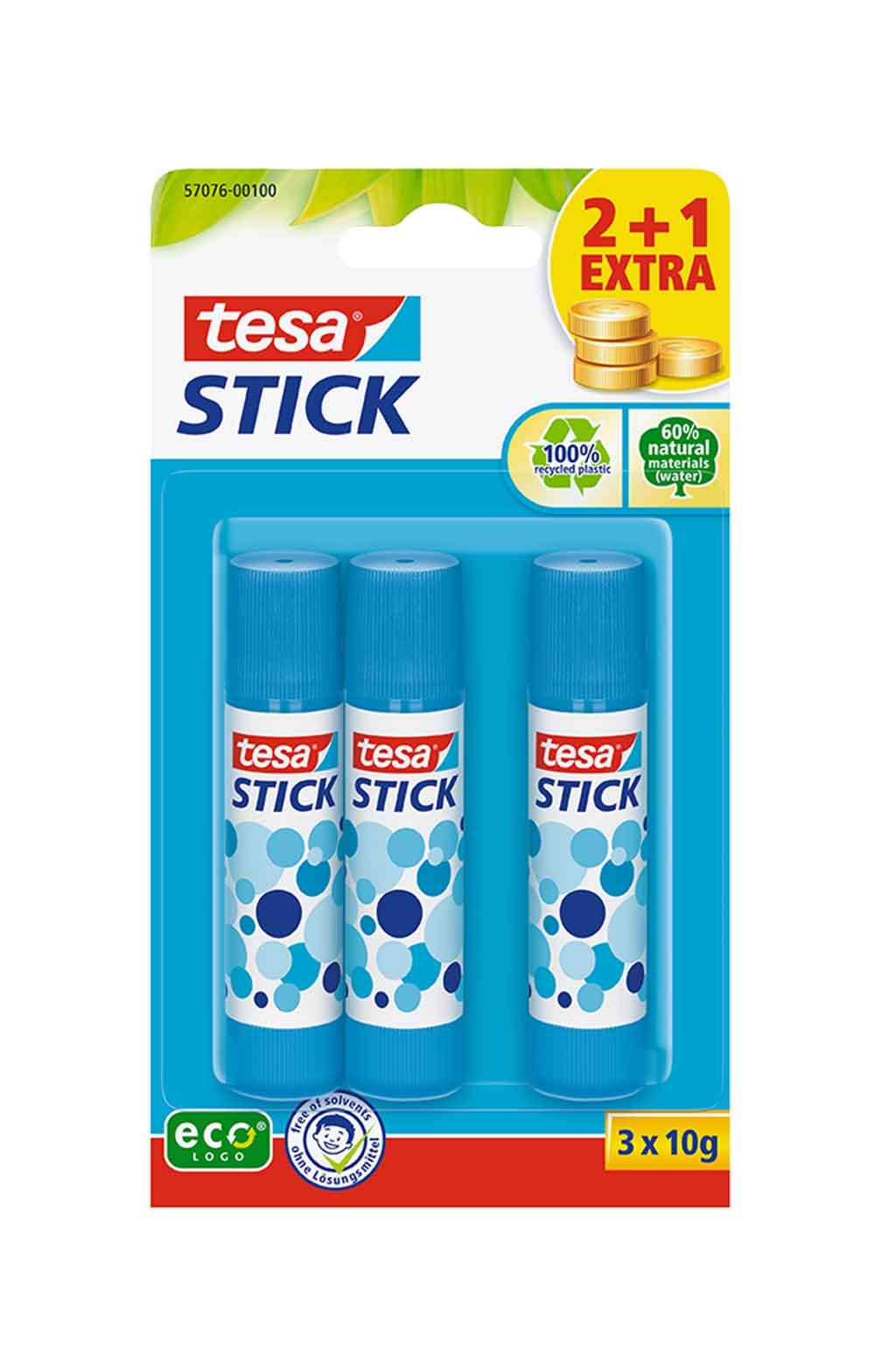 Tesa Stick EcoLogo – Colla Stick Rotonda – Confezione Da 9 X 10g – Blu