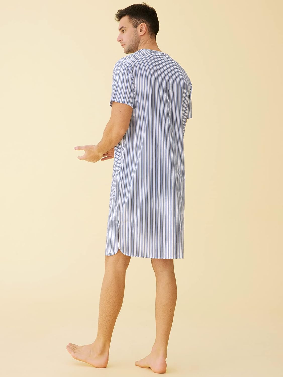 Latuza Men's Plaid Nightshirt Cotton Sleep Shirt - Image 3